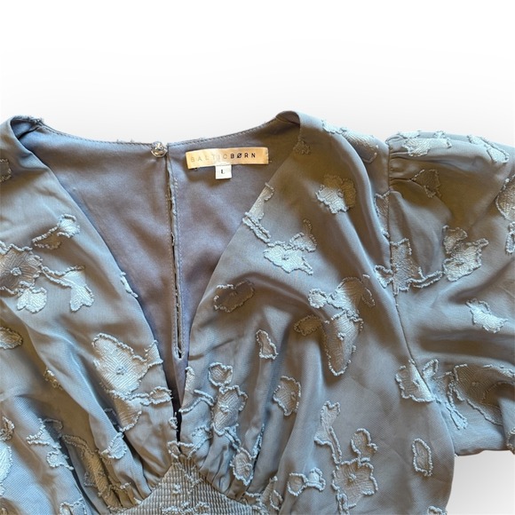 Baltic Born June Blue Floral Flutter Sleeve Midi Dress Large - Picture 5 of 6